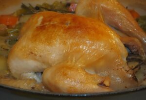 Bild von Brathähnchen im Topf